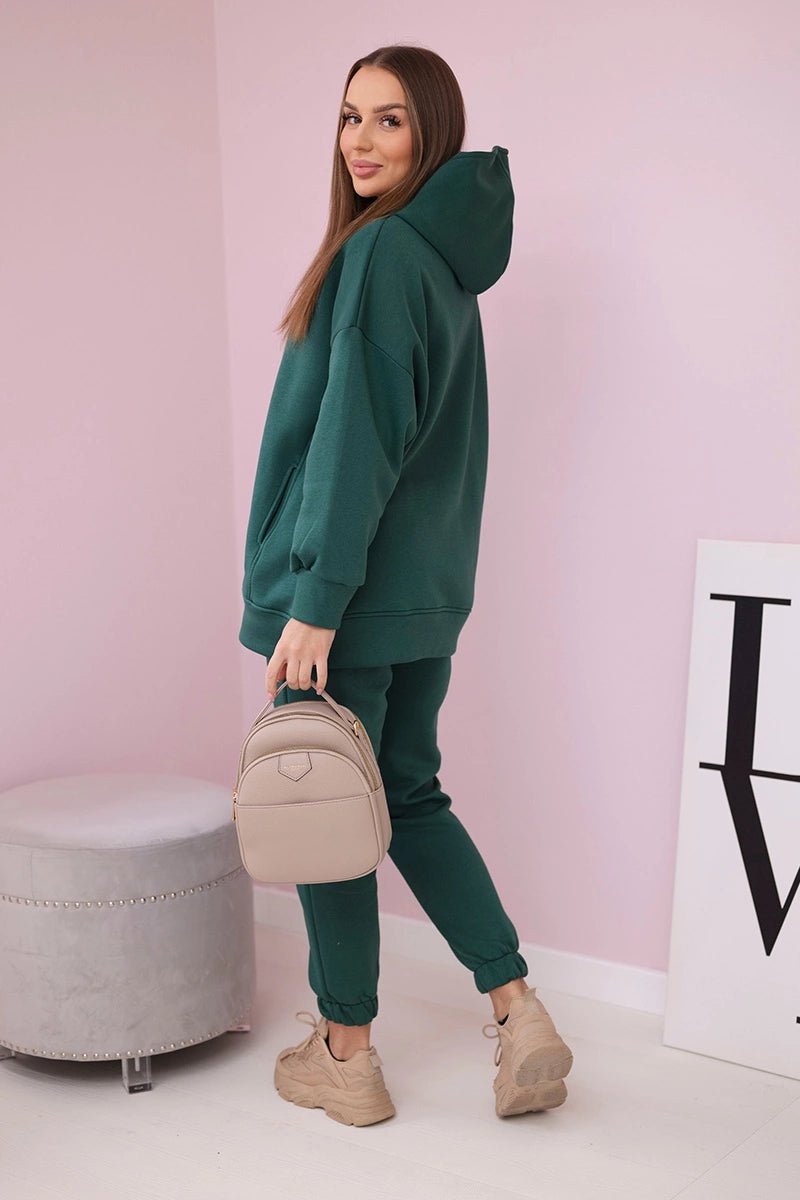 Insulated set with hoodie 9311 / – Green || Dark цвет / color | Lexline Fashion