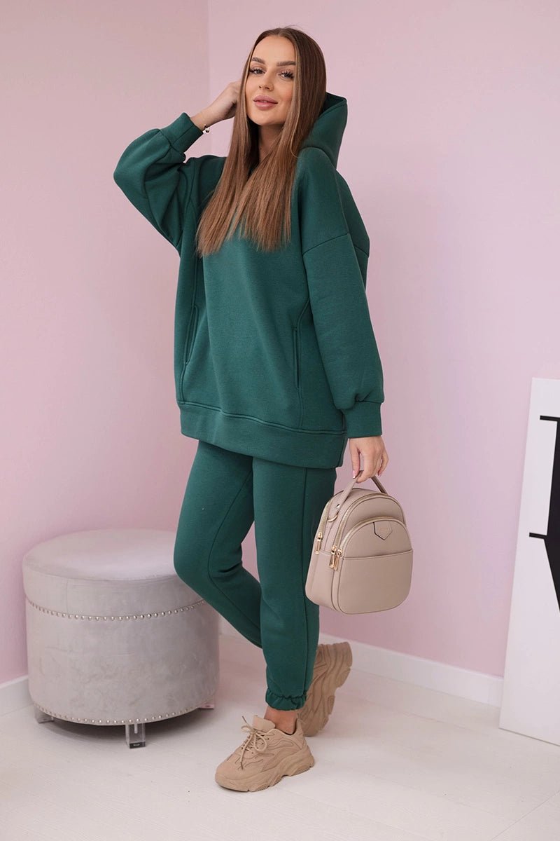 Insulated set with hoodie 9311 / – Green || Dark цвет / color | Lexline Fashion