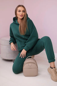 Insulated set with hoodie 9311 / – Green || Dark цвет / color | Lexline Fashion