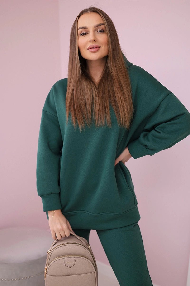 Insulated set with hoodie 9311 / – Green || Dark цвет / color | Lexline Fashion