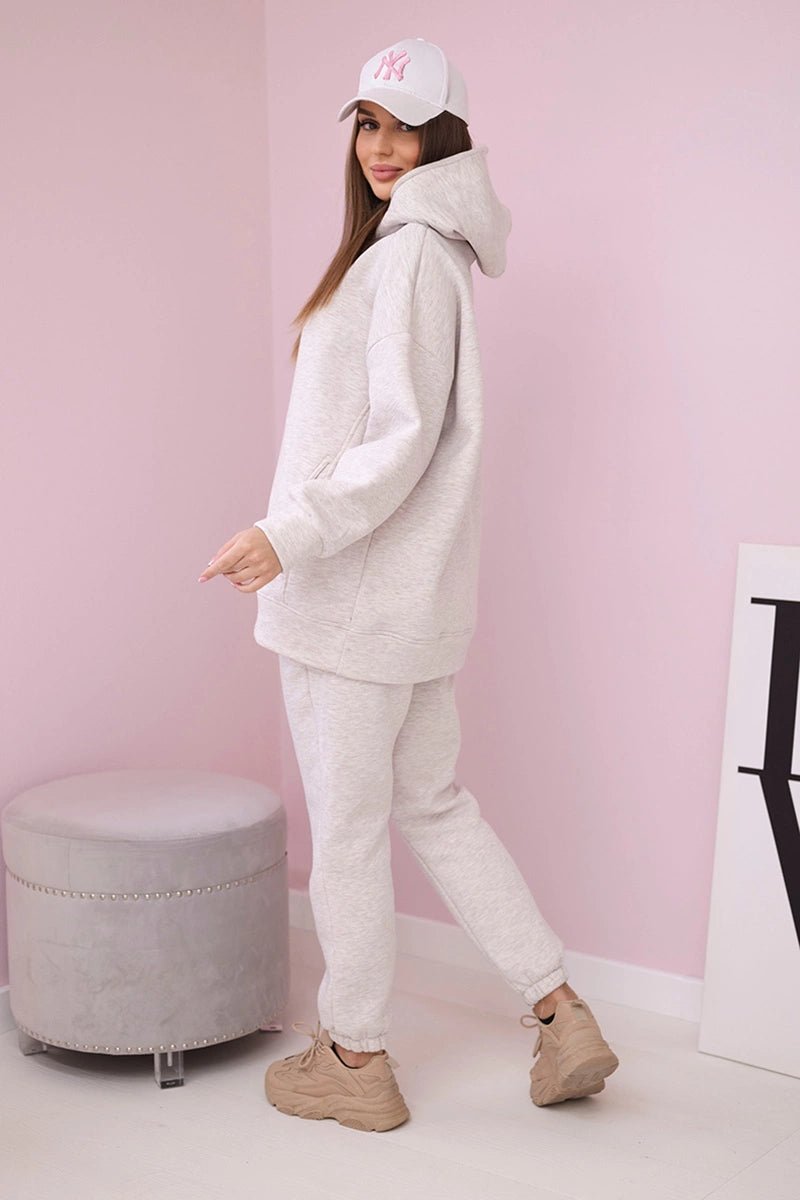 Insulated set with hoodie 9311 / – Melange || Beige цвет / color | Lexline Fashion