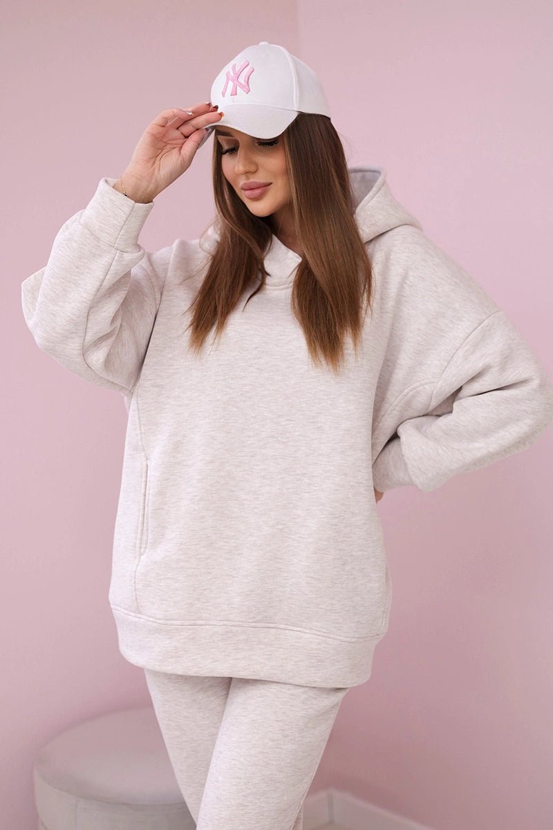 Insulated set with hoodie 9311 / – Melange || Beige цвет / color | Lexline Fashion
