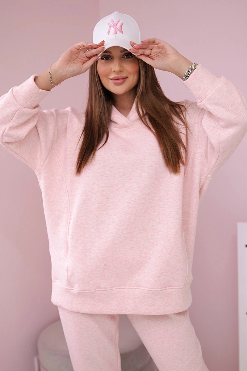 Insulated set with hoodie 9311 / – Powder || Melange цвет / color | Lexline Fashion