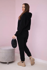 Insulated set with turtleneck and hood 9373 / – Black цвет / color | Lexline Fashion