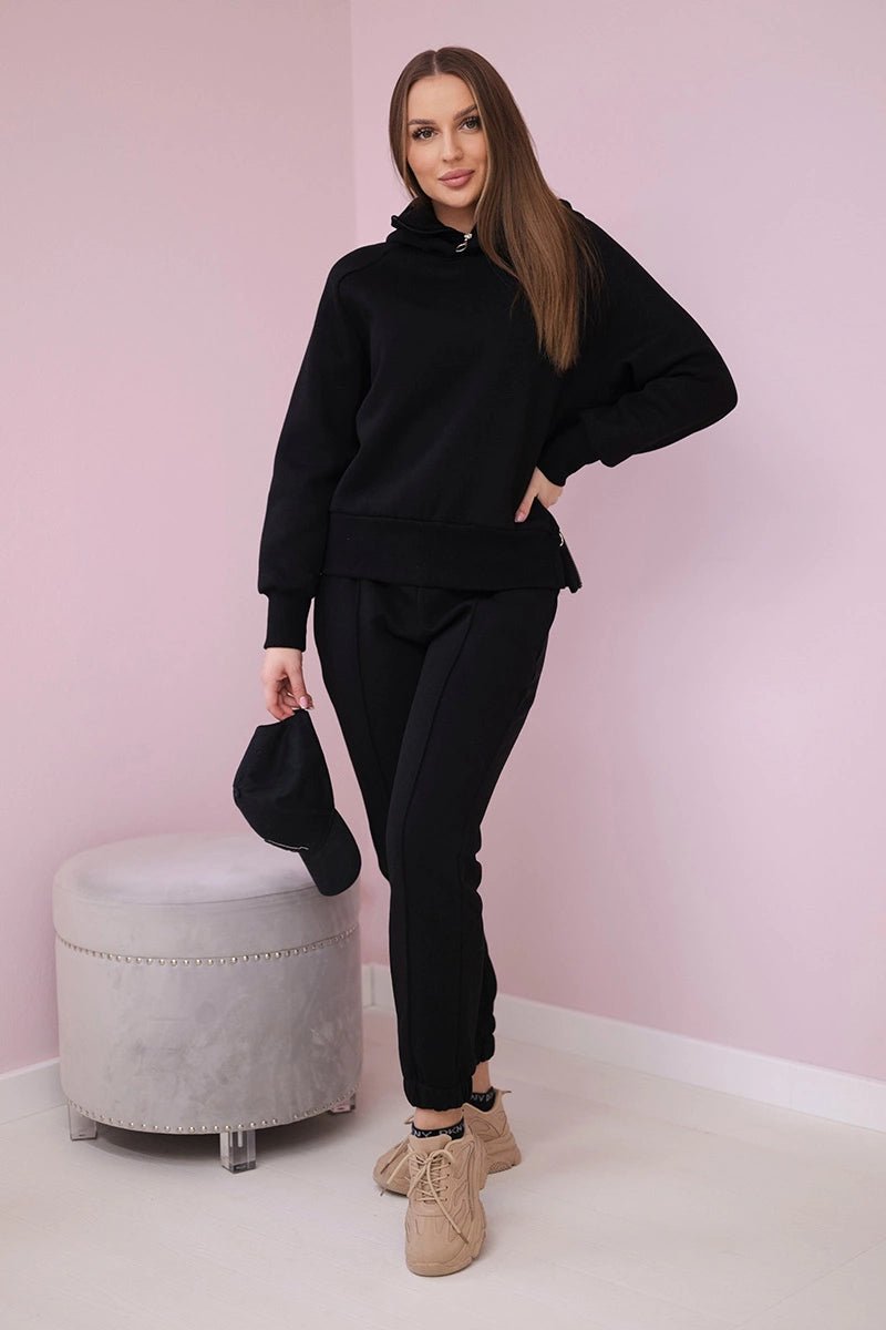 Insulated set with turtleneck and hood 9373 / – Black цвет / color | Lexline Fashion