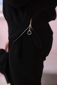 Insulated set with turtleneck and hood 9373 / – Black цвет / color | Lexline Fashion