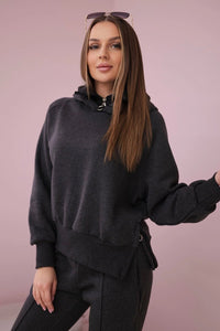 Insulated set with turtleneck and hood 9373 / – Black цвет / color | Lexline Fashion