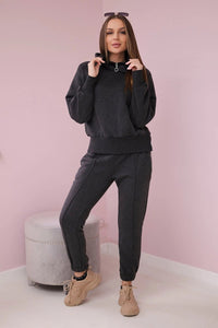 Insulated set with turtleneck and hood 9373 / – Graphite цвет / color | Lexline Fashion