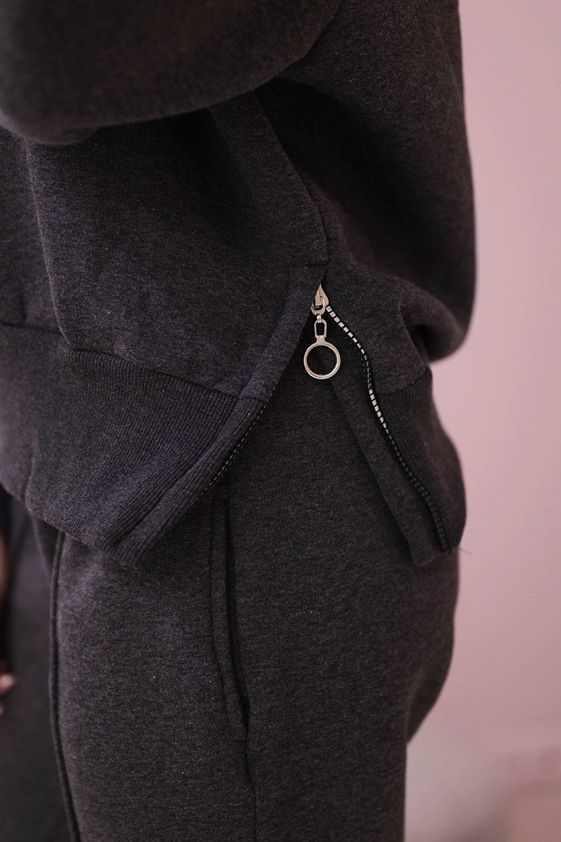 Insulated set with turtleneck and hood 9373 / – Graphite цвет / color | Lexline Fashion
