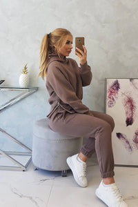 Insulated set with turtleneck and hood 9373 / – Mocca цвет / color | Lexline Fashion