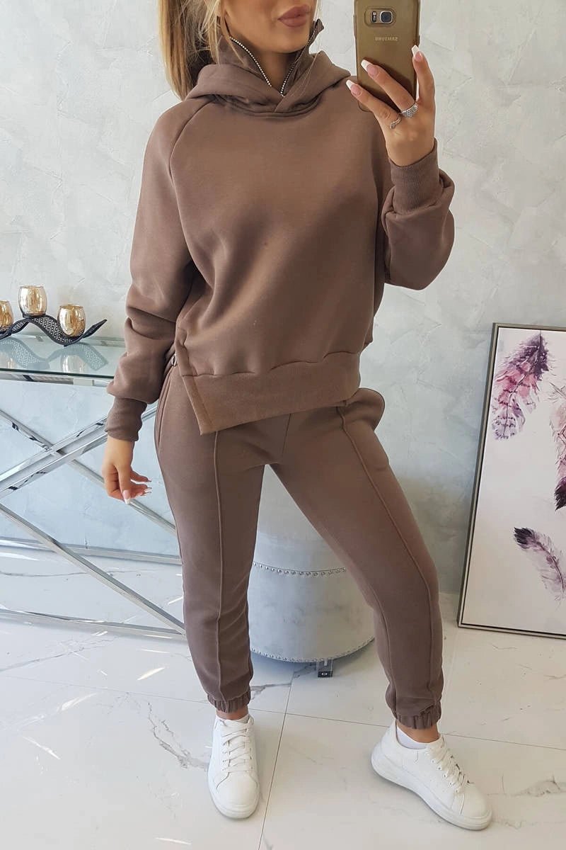 Insulated set with turtleneck and hood 9373 / – Mocca цвет / color | Lexline Fashion