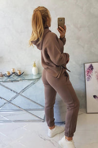 Insulated set with turtleneck and hood 9373 / – Mocca цвет / color | Lexline Fashion