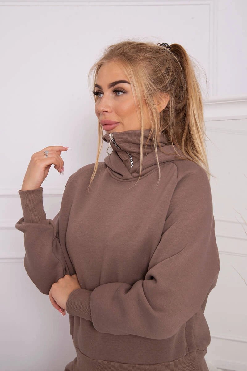 Insulated set with turtleneck and hood 9373 / – Mocca цвет / color | Lexline Fashion