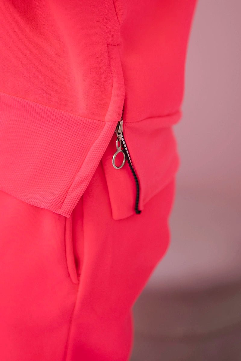 Insulated set with turtleneck and hood 9373 / – Neon pink цвет / color | Lexline Fashion