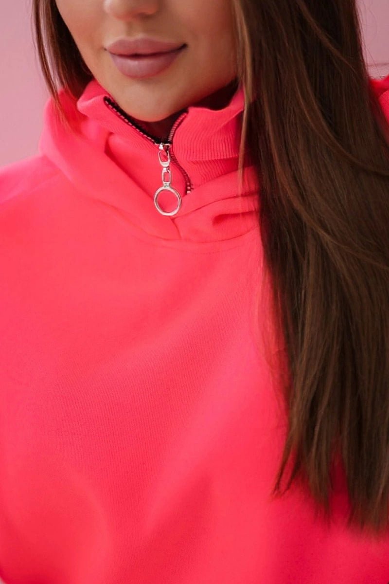 Insulated set with turtleneck and hood 9373 / – Neon pink цвет / color | Lexline Fashion