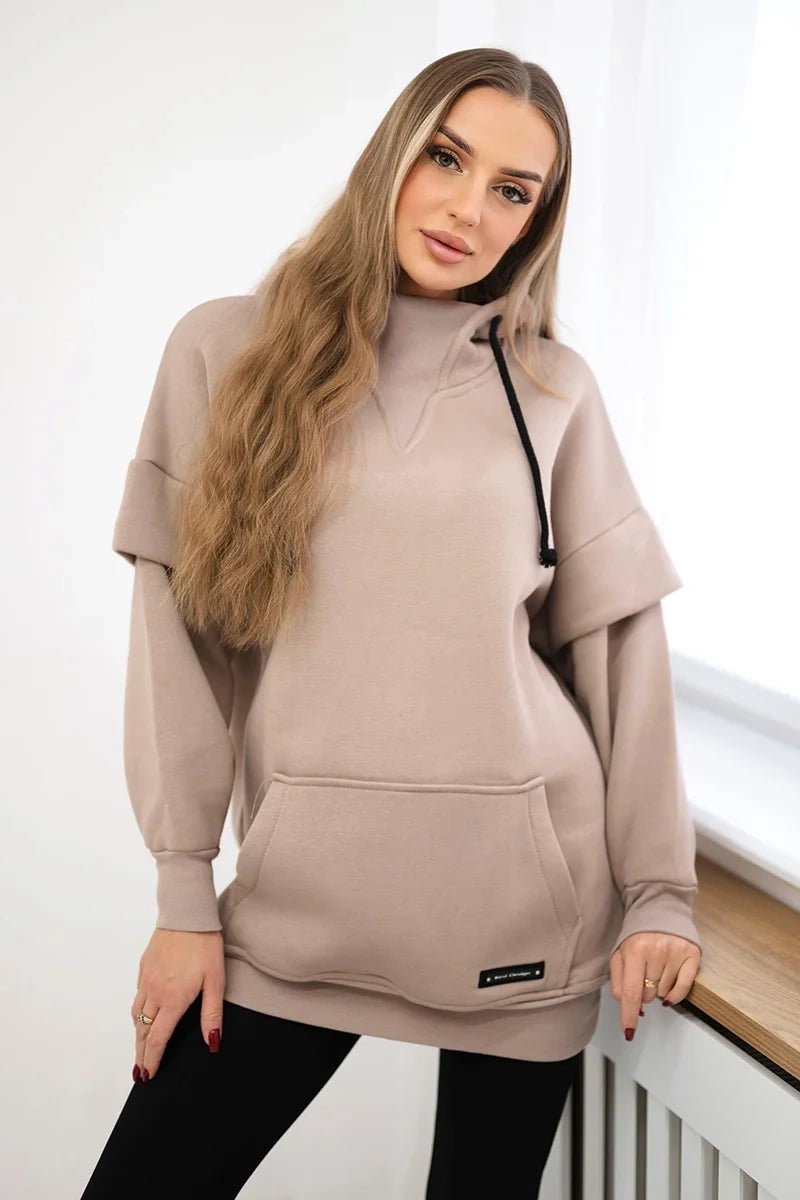 Insulated sweatshirt 69426 / – Dark || beige цвет / color | Lexline Fashion