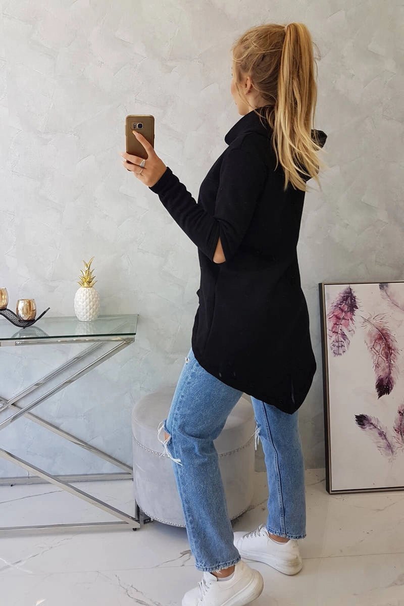 Insulated sweatshirt with a longer back 9377 / – Black цвет / color | Lexline Fashion