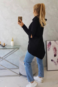 Insulated sweatshirt with a longer back 9377 / – Black цвет / color | Lexline Fashion