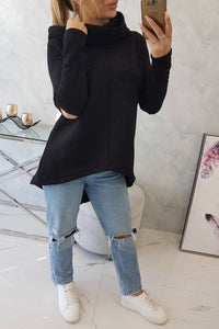 Insulated sweatshirt with a longer back 9377 / – Black цвет / color | Lexline Fashion