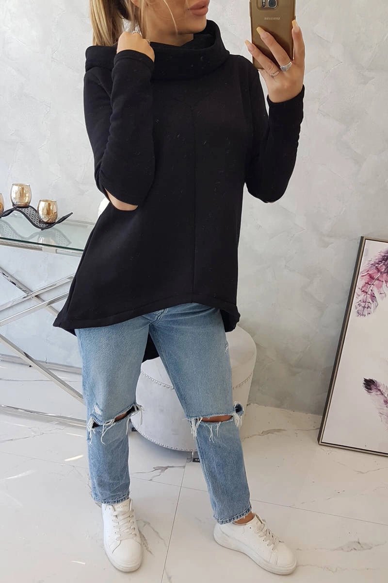 Insulated sweatshirt with a longer back 9377 / – Black цвет / color | Lexline Fashion