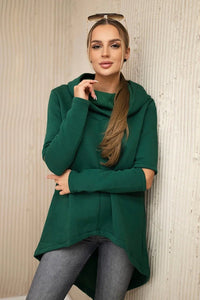 Insulated sweatshirt with a longer back 9377 / – Dark || green цвет / color | Lexline Fashion