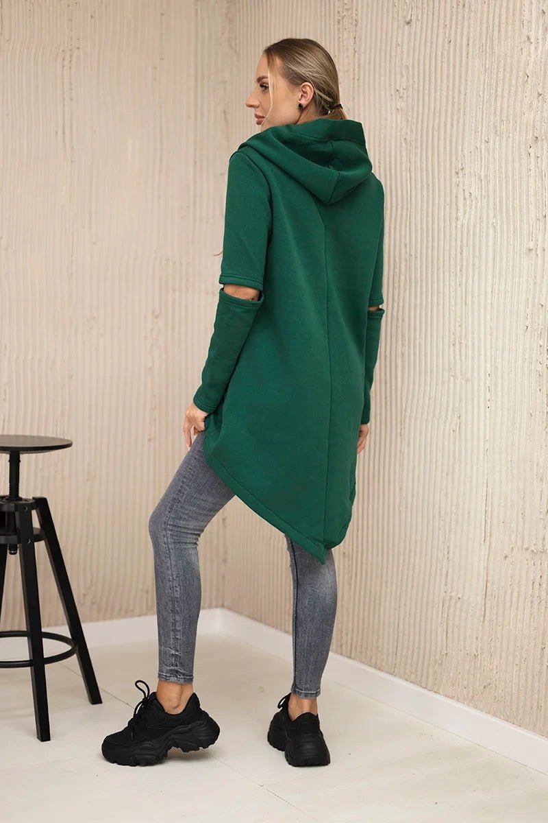 Insulated sweatshirt with a longer back 9377 / – Dark || green цвет / color | Lexline Fashion