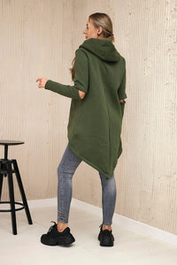 Insulated sweatshirt with a longer back 9377 / – Khaki цвет / color | Lexline Fashion