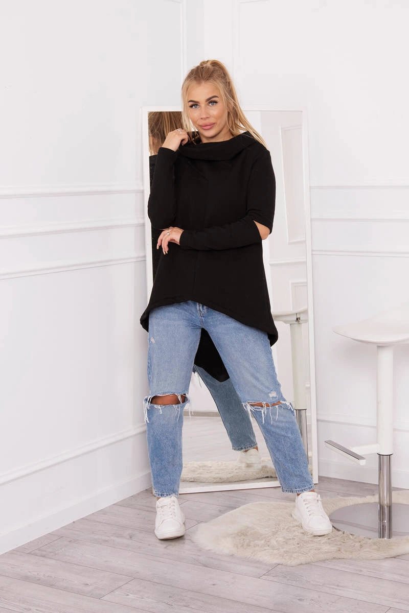 Insulated sweatshirt with a longer back 9377 / – Mocca цвет / color | Lexline Fashion