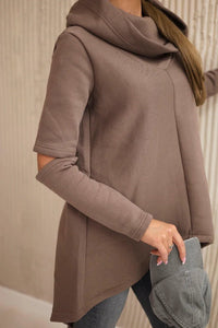 Insulated sweatshirt with a longer back 9377 / – Mocca цвет / color | Lexline Fashion