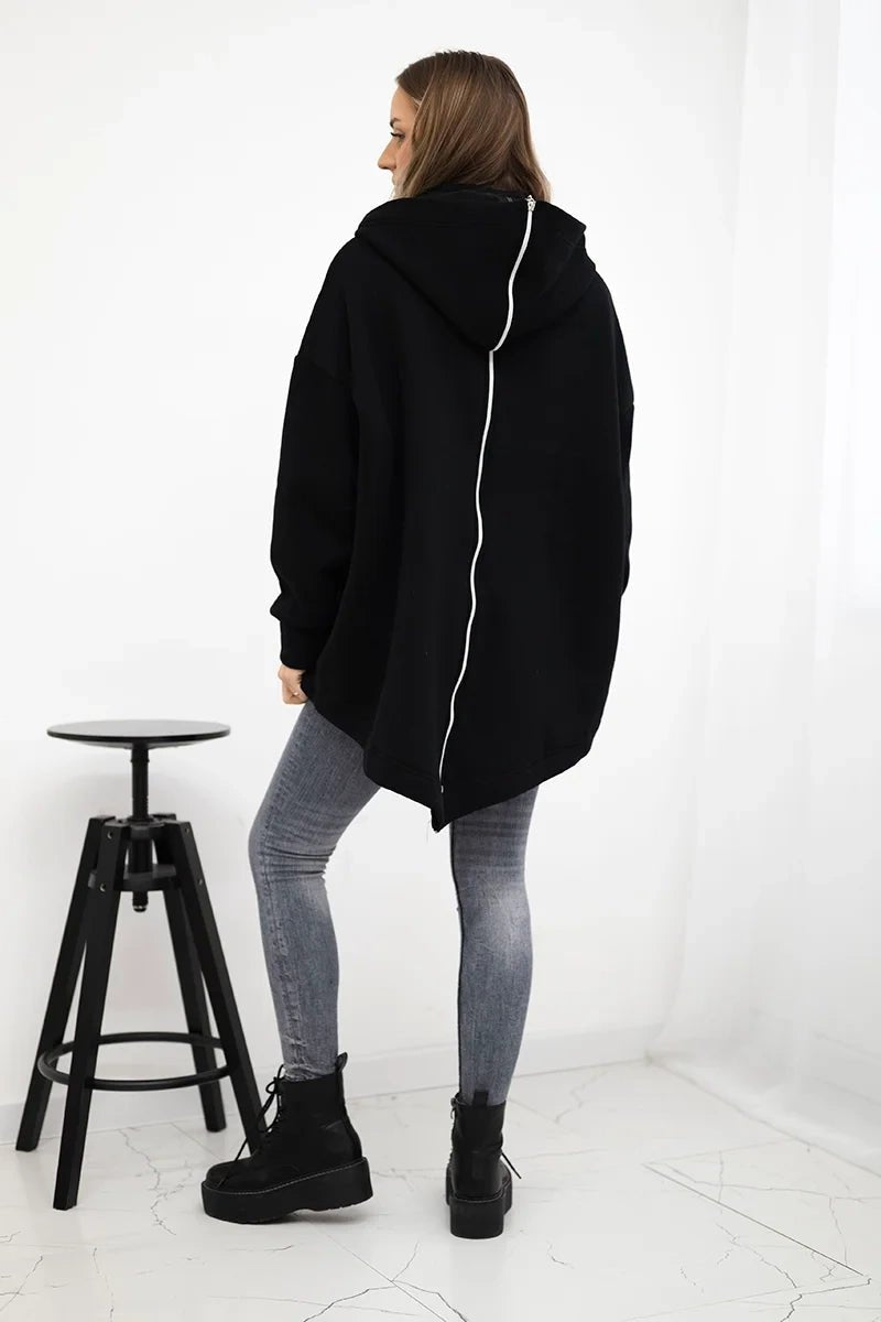 Insulated sweatshirt with a zipper at the back 9381 / – Black цвет / color | Lexline Fashion