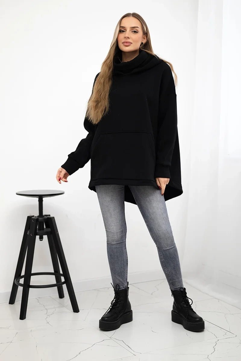 Insulated sweatshirt with a zipper at the back 9381 / – Black цвет / color | Lexline Fashion