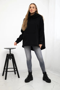 Insulated sweatshirt with a zipper at the back 9381 / – Black цвет / color | Lexline Fashion