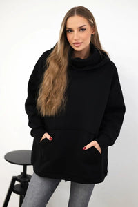 Insulated sweatshirt with a zipper at the back 9381 / – Black цвет / color | Lexline Fashion