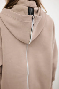 Insulated sweatshirt with a zipper at the back 9381 / – Dark || beige цвет / color | Lexline Fashion