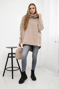 Insulated sweatshirt with a zipper at the back 9381 / – Dark || beige цвет / color | Lexline Fashion