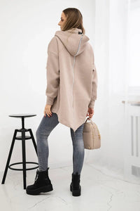 Insulated sweatshirt with a zipper at the back 9381 / – Dark || beige цвет / color | Lexline Fashion
