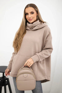 Insulated sweatshirt with a zipper at the back 9381 / – Dark || beige цвет / color | Lexline Fashion