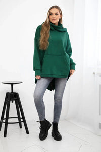 Insulated sweatshirt with a zipper at the back 9381 / – Dark || green цвет / color | Lexline Fashion
