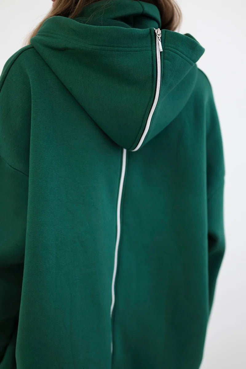 Insulated sweatshirt with a zipper at the back 9381 / – Dark || green цвет / color | Lexline Fashion