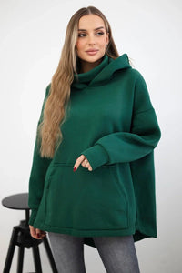 Insulated sweatshirt with a zipper at the back 9381 / – Dark || green цвет / color | Lexline Fashion