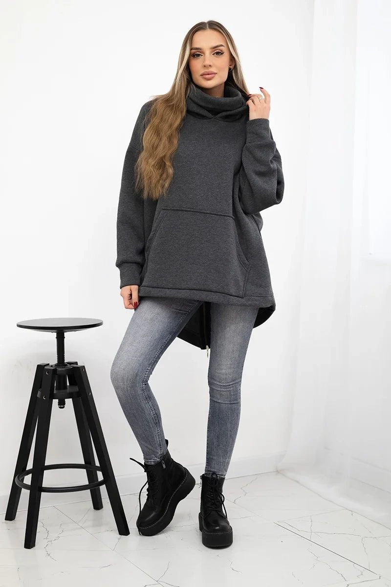 Insulated sweatshirt with a zipper at the back 9381 / – Graphite цвет / color | Lexline Fashion