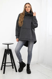 Insulated sweatshirt with a zipper at the back 9381 / – Graphite цвет / color | Lexline Fashion