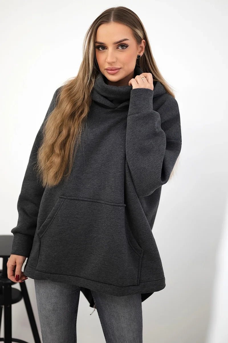 Insulated sweatshirt with a zipper at the back 9381 / – Graphite цвет / color | Lexline Fashion