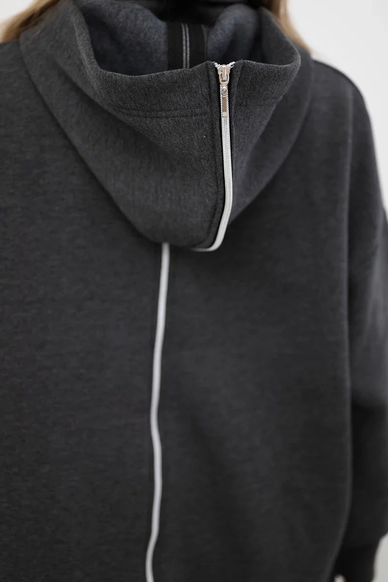Insulated sweatshirt with a zipper at the back 9381 / – Graphite цвет / color | Lexline Fashion