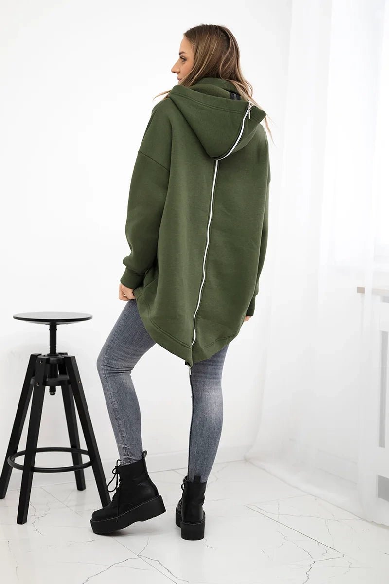 Insulated sweatshirt with a zipper at the back 9381 / – Khaki цвет / color | Lexline Fashion