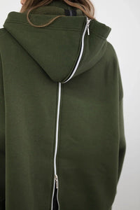 Insulated sweatshirt with a zipper at the back 9381 / – Khaki цвет / color | Lexline Fashion