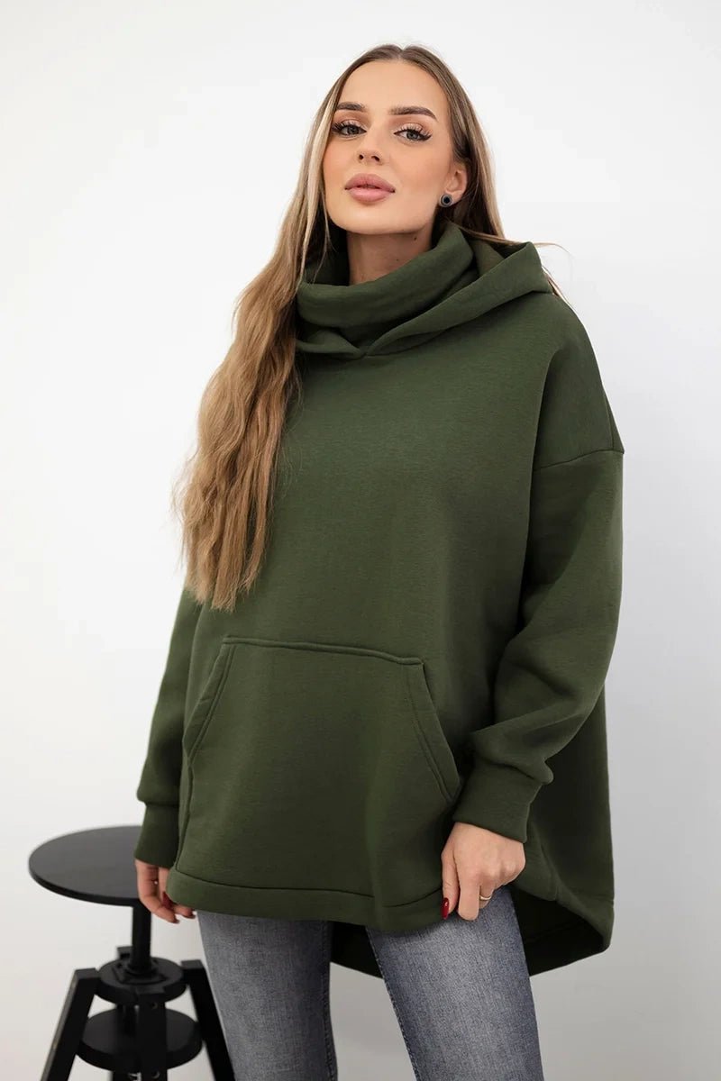 Insulated sweatshirt with a zipper at the back 9381 / – Khaki цвет / color | Lexline Fashion