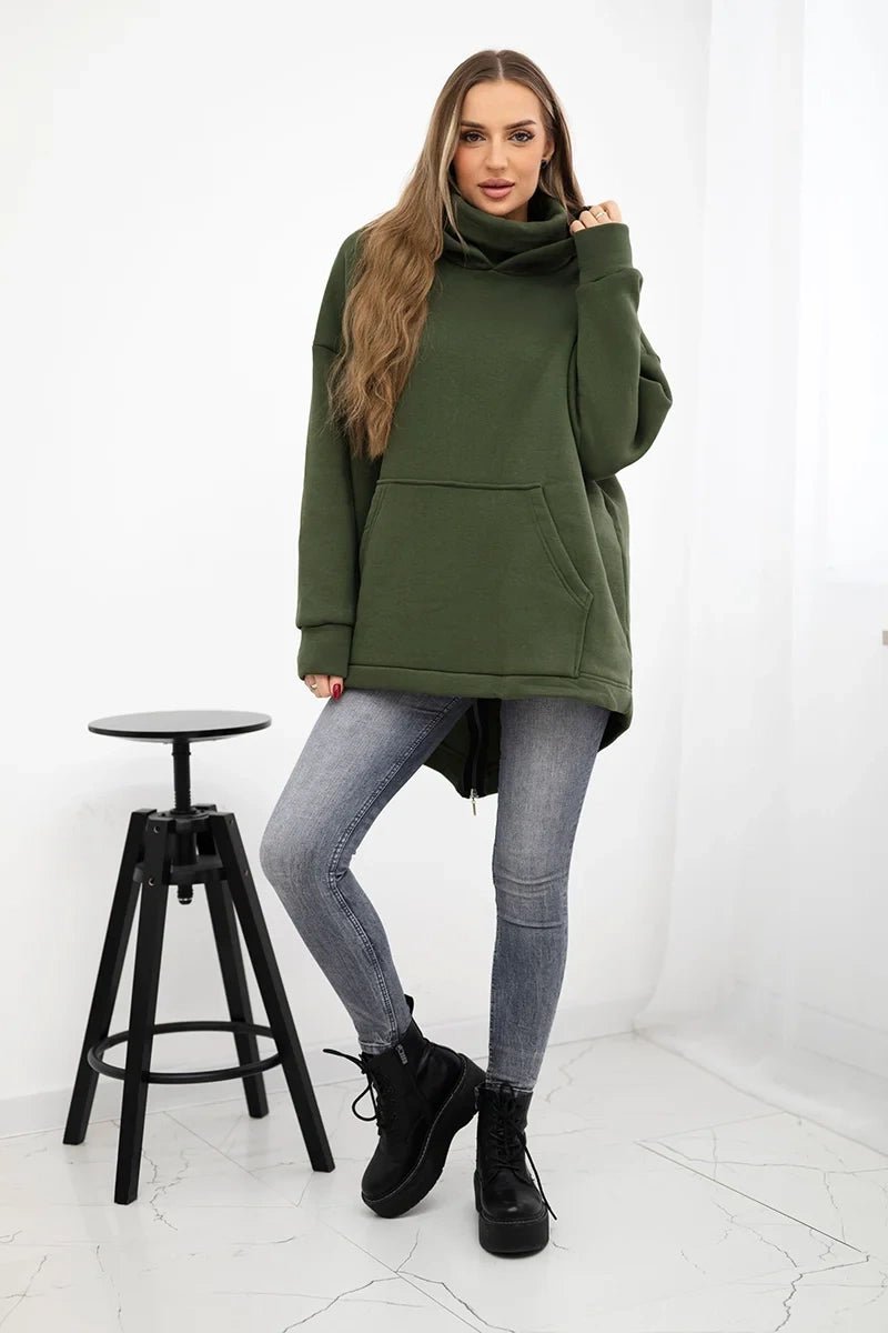 Insulated sweatshirt with a zipper at the back 9381 / – Khaki цвет / color | Lexline Fashion