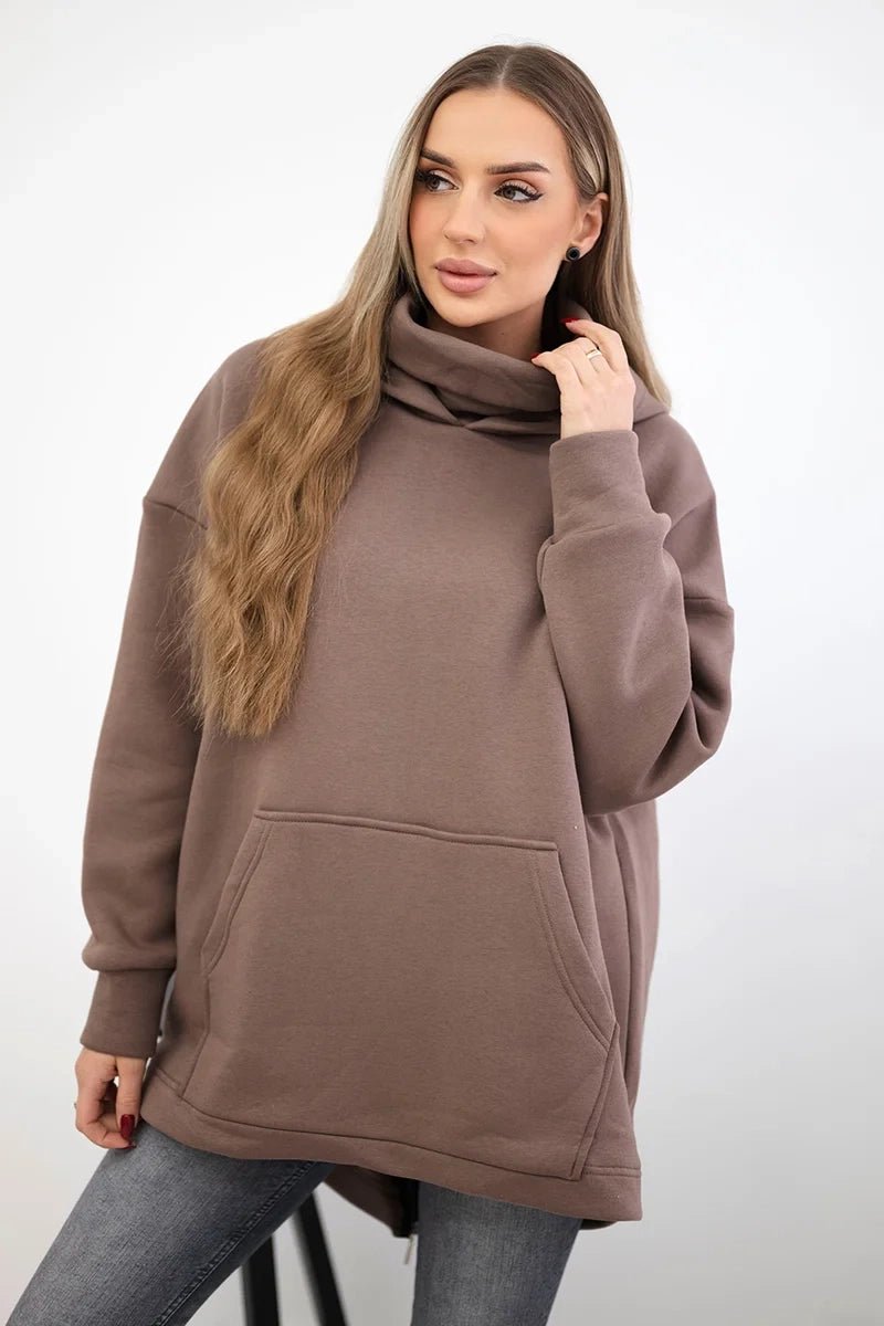 Insulated sweatshirt with a zipper at the back 9381 / – Mocca цвет / color | Lexline Fashion