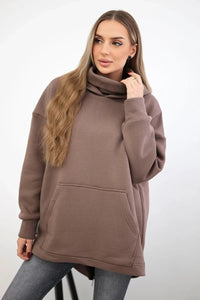 Insulated sweatshirt with a zipper at the back 9381 / – Mocca цвет / color | Lexline Fashion
